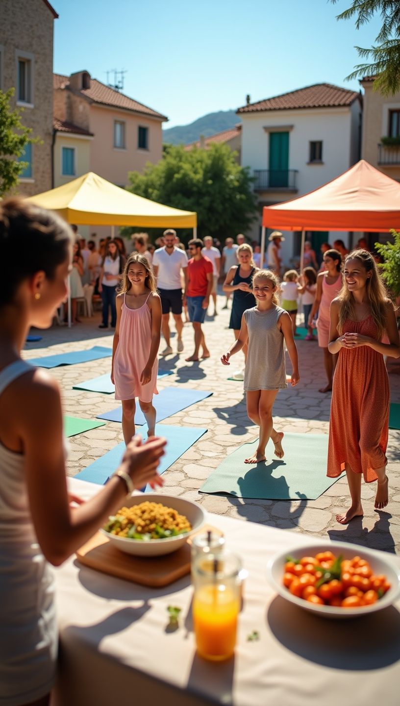 Γυναίκες που ασκούνται σε ομαδική γιόγκα στον ήλιο