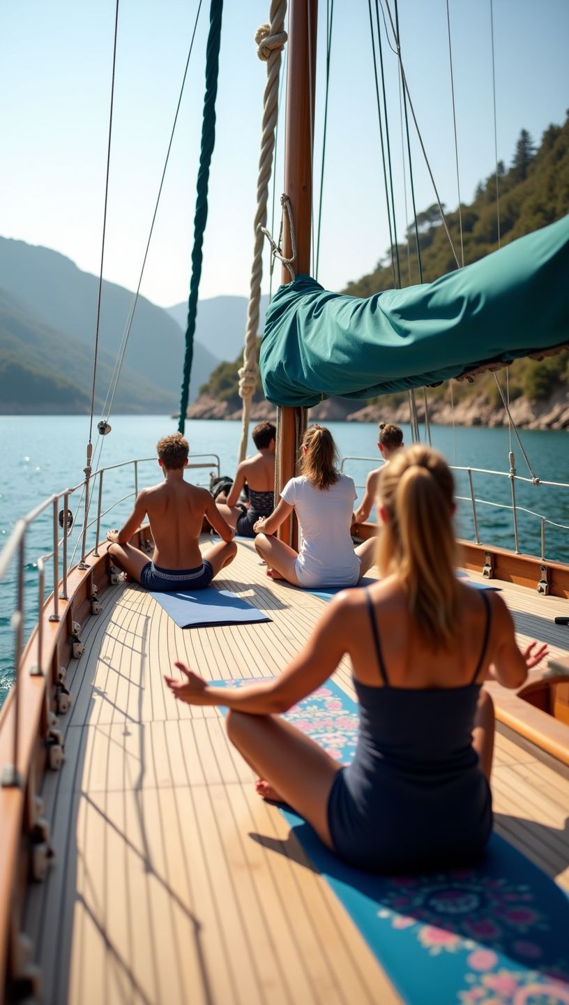 Γυναίκα σε στάση γιόγκα με φόντο την ελληνική φύση